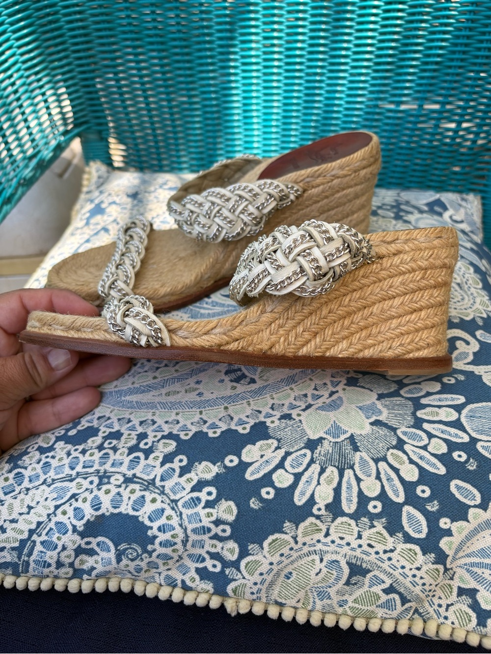 Christian Louboutin Leather Patterned Espadrilles Gently Worn EUC Size 36 - Picture 5 of 10